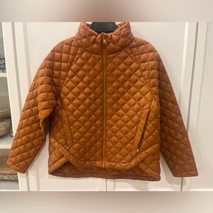 Athleta Whisper Featherless Quilted Jacket in Rust Brown, Size M Petite